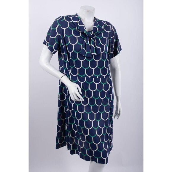 Vintage Shift Geometric Dress Women's M/L Tie Neck - Picture 1 of 8